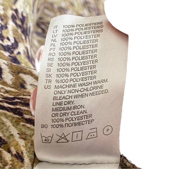 H&M Brown Patterned Sleeveless Spaghetti Strap Dress Size 8 - Picture 6 of 6